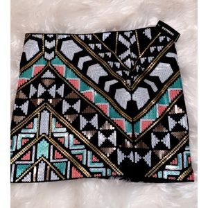 NWT Express-Geometric, Sequin Mini Skirt